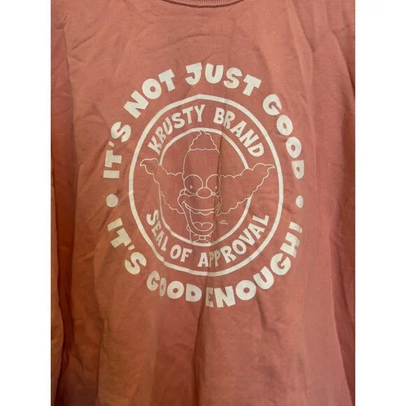 The Simpsons Krusty Brand Womens Oversized Cotton T-Shirt Pink Graphic New Size - Picture 3 of 7